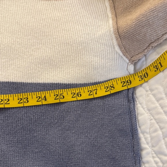 Eesome Tan, White, and Blue Striped Oversized Sweater - Picture 5 of 6